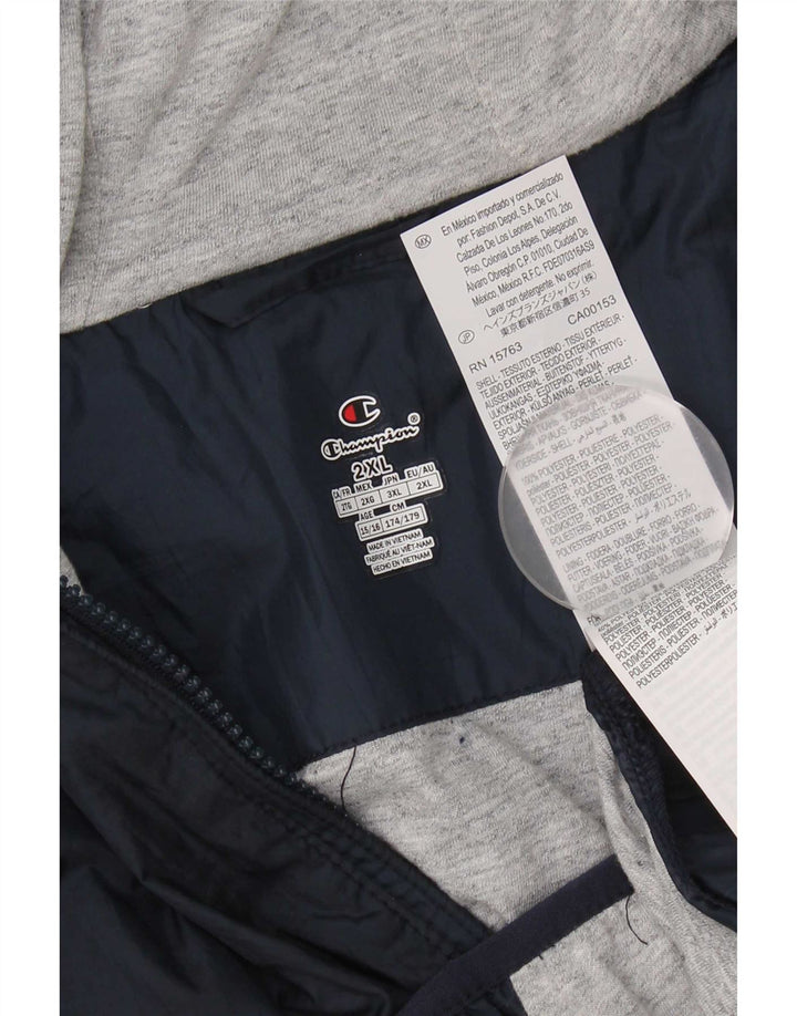 Champion Boys Hooded Rain Jacket 15-16 Years 2XL Navy Blue Polyester