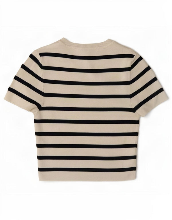 Top corto da donna Zara UK 12 a righe bianche medie