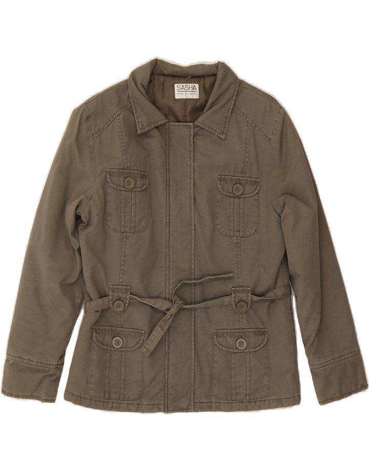SASHA Womens Utility Jacket UK 12 Medium Khaki Cotton Vintage Sasha and Second-Hand Sasha from Messina Hembry 