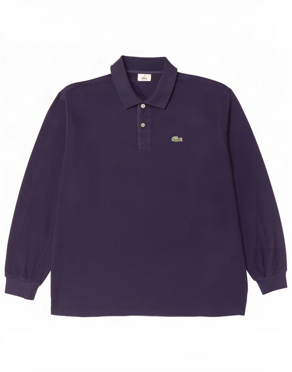 Polo da uomo a maniche lunghe Lacoste taglia 7 2XL cotone blu navy