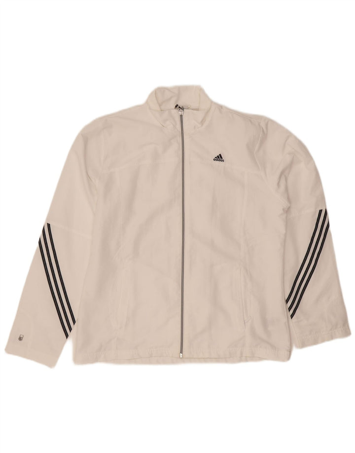 Adidas Womens Climalite Tracksuit Top Jacket UK 16 Large White Polyester