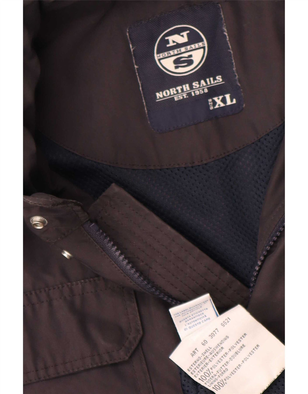 North Sails Mens Hooded Utility Jacket UK 42 XL Navy Blue Polyester
