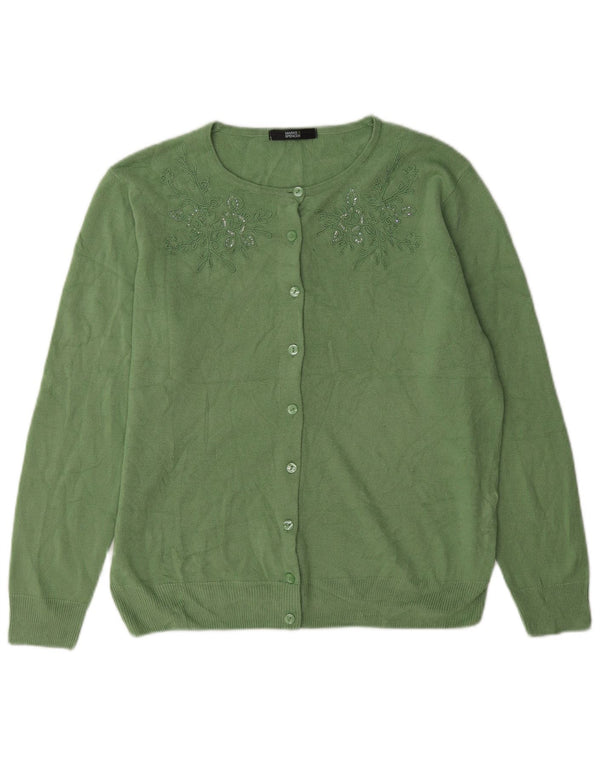 Pulover cardigan pentru femei Marks & Spencer UK 14 Medium Green Floral Acrilic