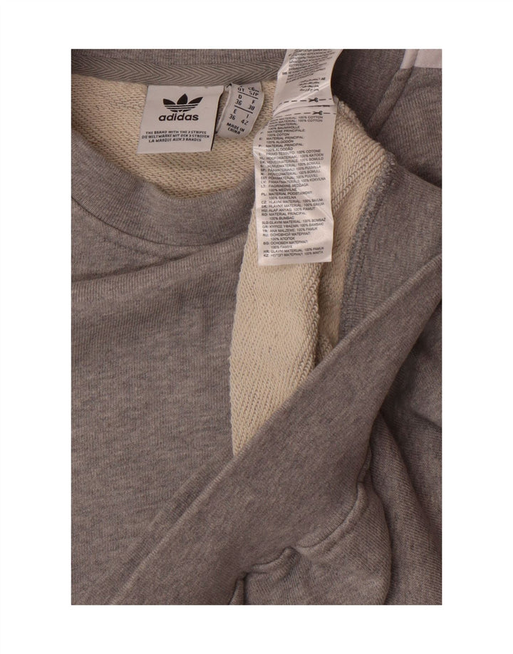 ADIDAS Womens Oversized Sweatshirt Jumper UK 10 Small  Grey Cotton Vintage Adidas and Second-Hand Adidas from Messina Hembry 
