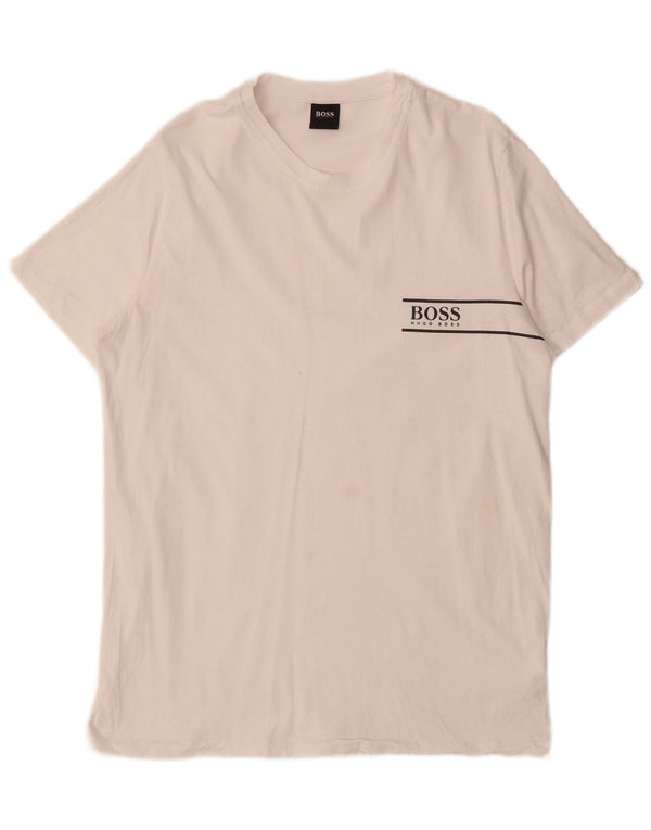 Hugo Boss Mens Graphic T-Shirt Top Medium White Cotton