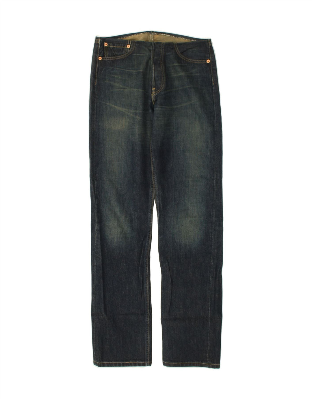 LEVI'S Womens Straight Jeans W27 L32 Navy Blue Cotton Vintage Levi's and Second-Hand Levi's from Messina Hembry 