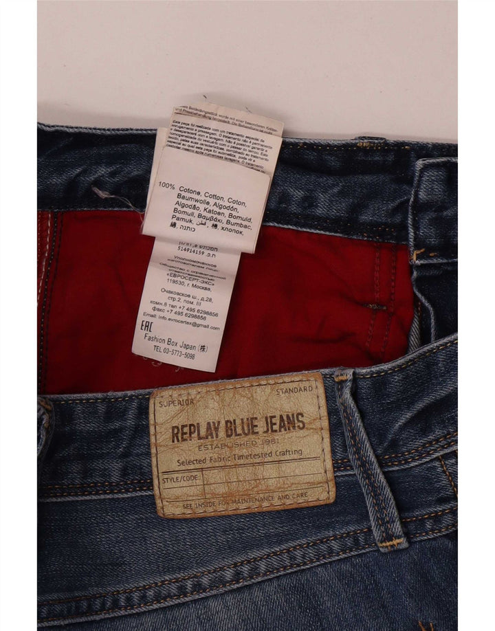 Replay Mens Slim Jeans W32 L32 Blue Cotton