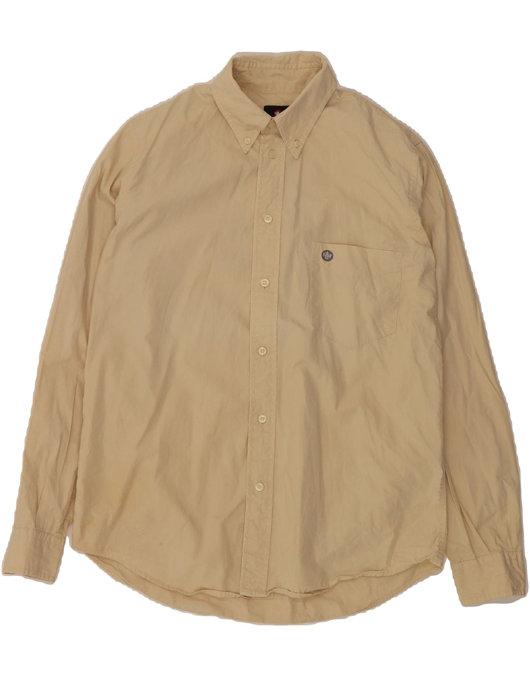 MURPHY & NYE Mens Shirt Medium Beige Cotton Vintage Murphy & Nye and Second-Hand Murphy & Nye from Messina Hembry 