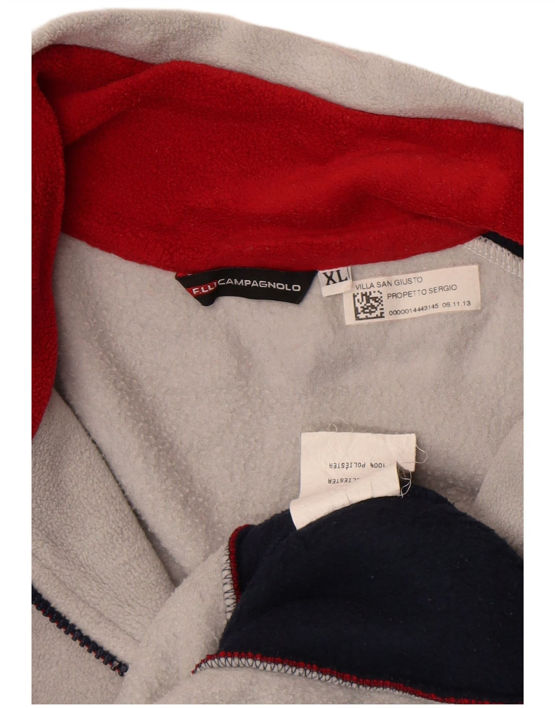 Vintage Mens Zip Neck Fleece Jumper XL Grey Colourblock Polyester