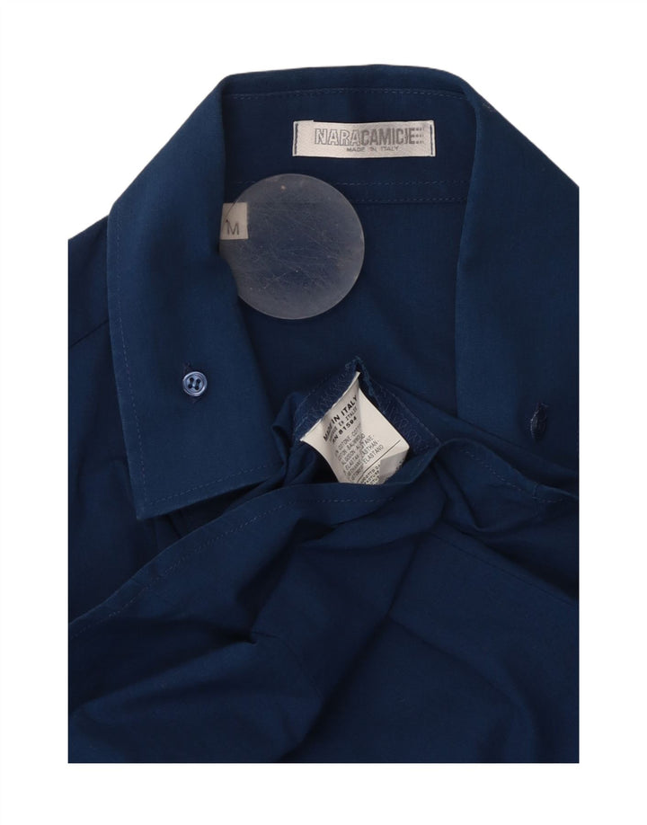 NARACAMICIE Mens Short Sleeve Shirt Medium Blue Cotton
