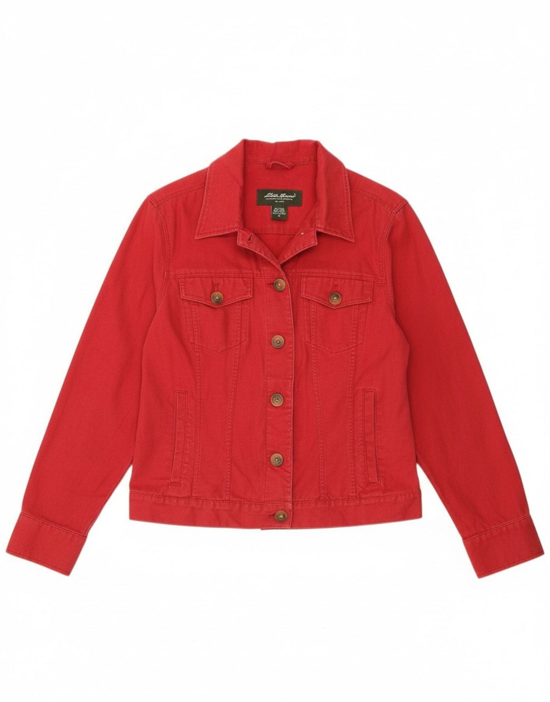 Eddie Bauer Womens Bomber Jacket UK 14 Medium Red Linen