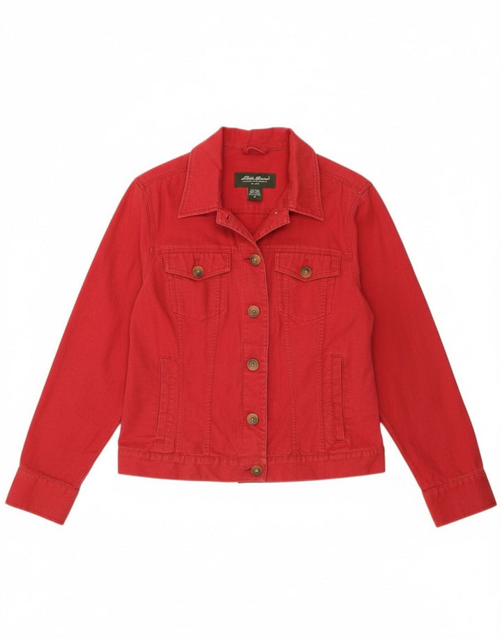 Eddie Bauer Womens Bomber Jacket UK 14 Medium Red Linen