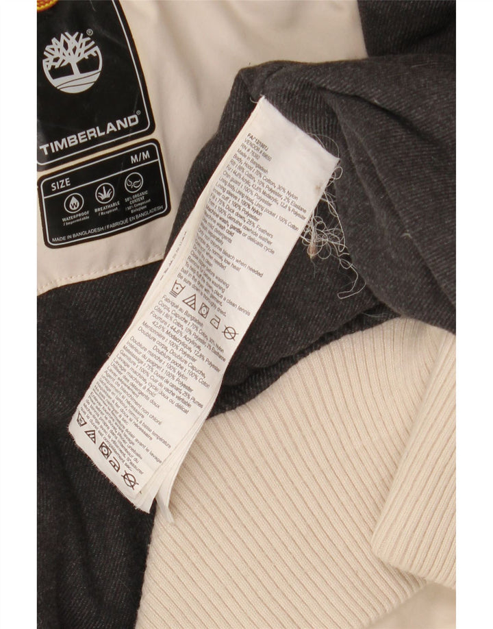 Timberland Mens Hooded Bomber Jacket UK 38 Medium Beige Cotton