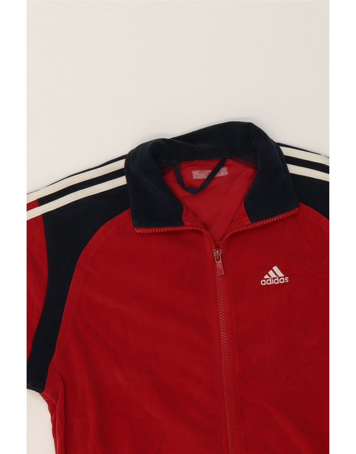 ADIDAS Boys Tracksuit Top Jacket 11-12 Years Red Colourblock Vintage Adidas and Second-Hand Adidas from Messina Hembry 