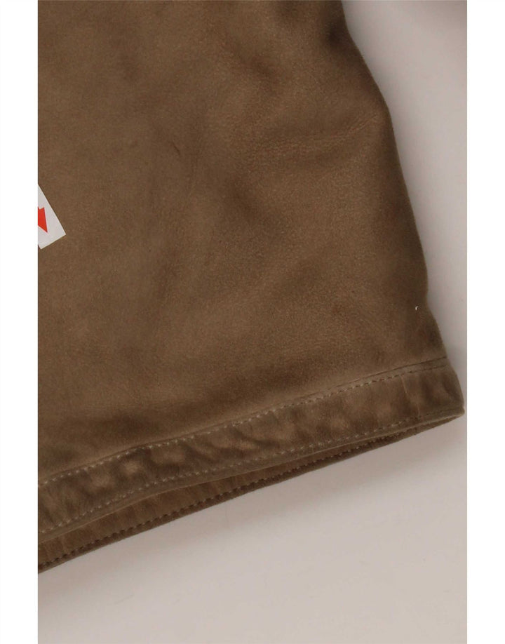 Vintage Damen Shearling-Mantel mit 3/4-Ärmeln, UK 14, Mittelbeige