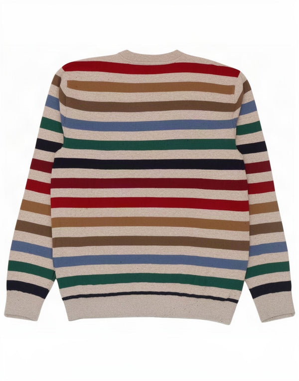 Gap Mens Crew Neck Jumper Sweater Small Multicoloured Striped Cotton