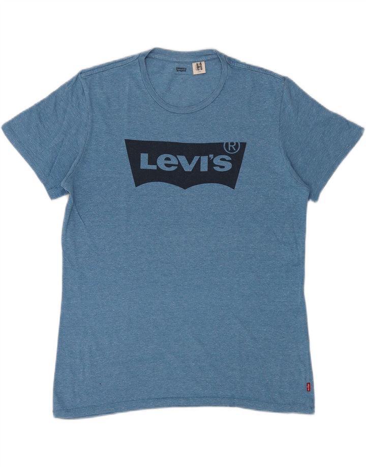 Levi's Herren-T-Shirt mit Grafik, Größe S, Blau meliert