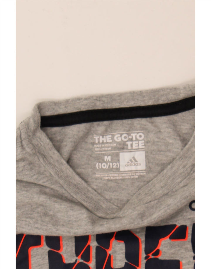 ADIDAS Boys Three Stripes Graphic T-Shirt Top 10-11 Years Medium  Grey Vintage Adidas and Second-Hand Adidas from Messina Hembry 