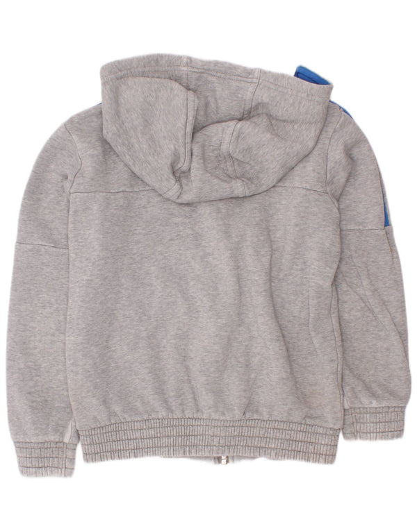 Adidas Boys Graphic Zip Hoodie Sweater 7-8 Years Grey Flecked Cotton