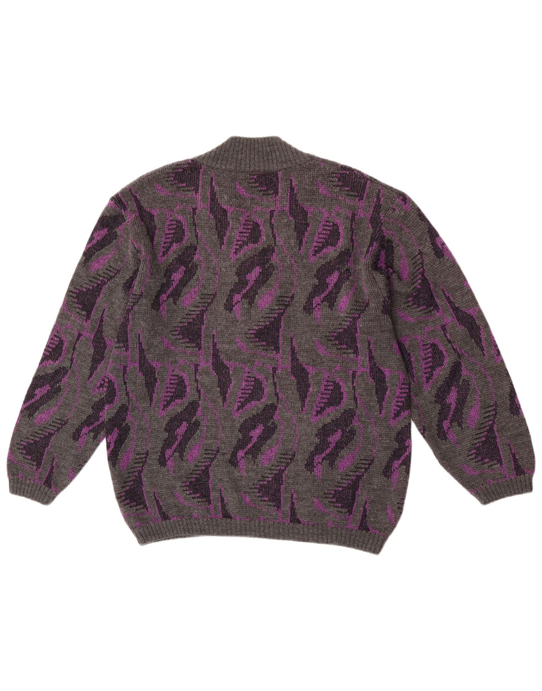 Rasica Dame abstrakt mønster V-hals sweater UK 16 stor grå