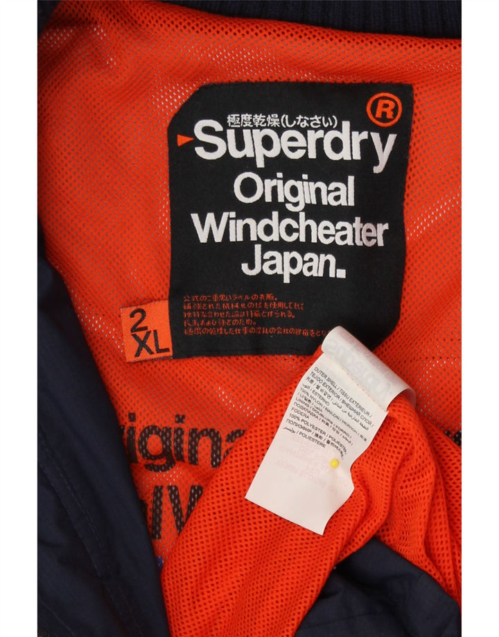 Superdry Womens Windcheater Rain Jacket UK 20 2XL Navy Blue Nylon