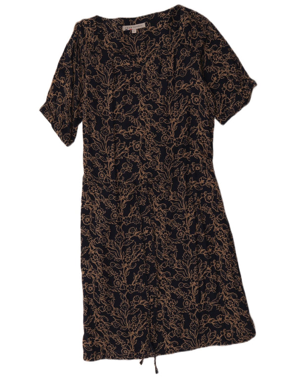 Crew Clothing Damen-A-Linien-Kleid aus Baumwolle, Größe M, Marineblau, Blumenmuster, UK 12