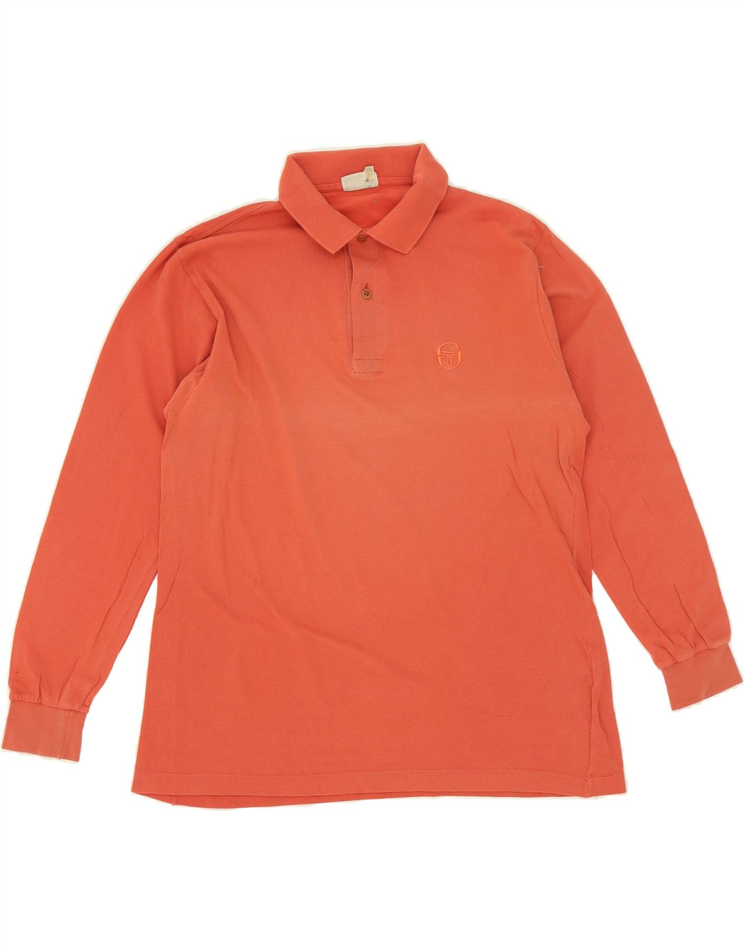 SERGIO TACCHINI Mens Long Sleeve Polo Shirt Medium Orange Cotton Vintage Sergio Tacchini and Second-Hand Sergio Tacchini from Messina Hembry 