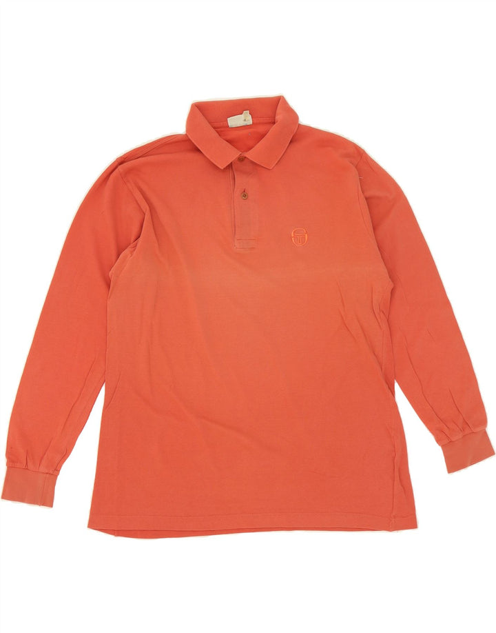 SERGIO TACCHINI Mens Long Sleeve Polo Shirt Medium Orange Cotton Vintage Sergio Tacchini and Second-Hand Sergio Tacchini from Messina Hembry 
