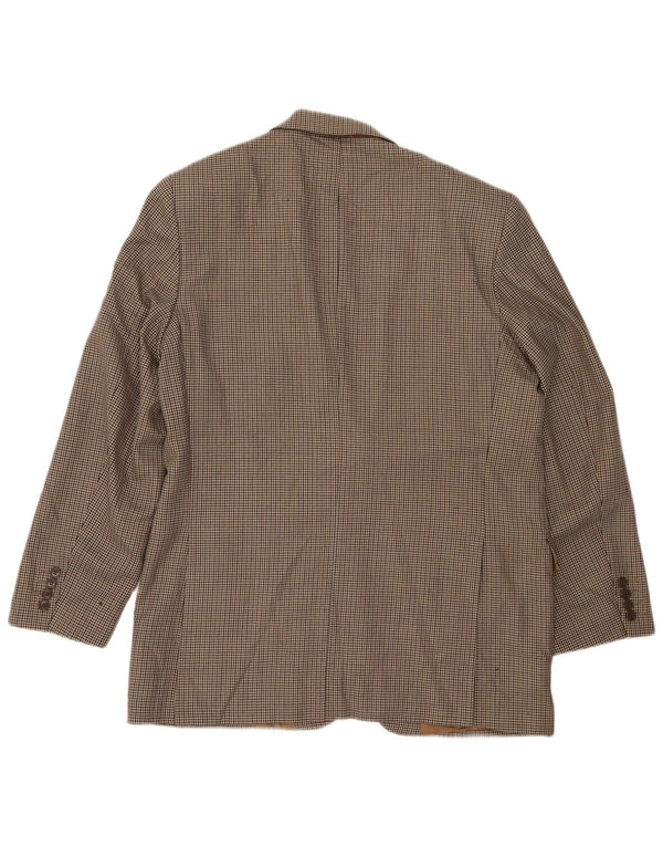 Marks & Spencer Herre Longline Blazer Jacket UK 42 Large Beige Houndstooth