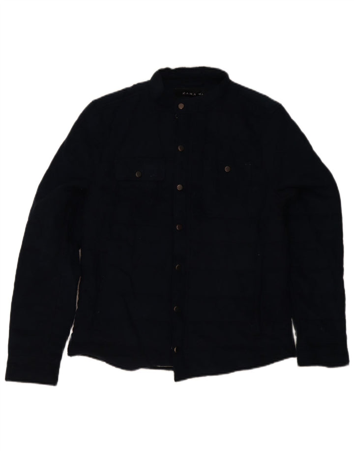 Zara Polstret Herrejakke UK 36 Small Navy Blue Polyester