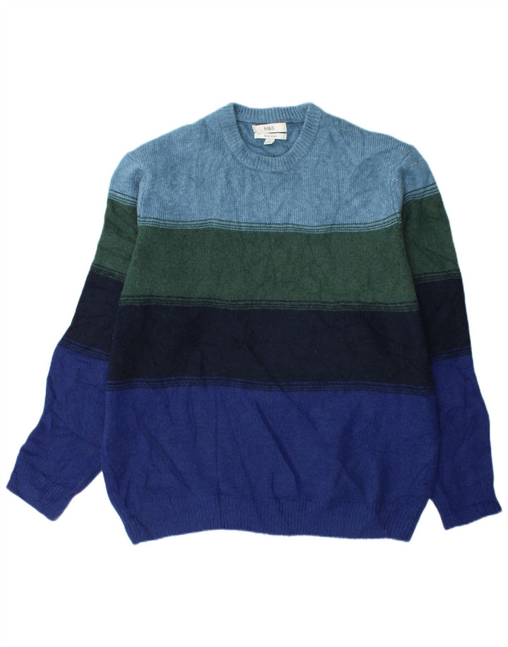 Marks & Spencer Herren-Pullover mit Rundhalsausschnitt, XL, mehrfarbig gestreift