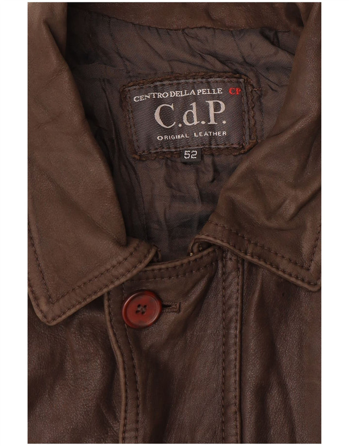 VINTAGE Mens Leather Jacket IT 52 XL Brown Leather