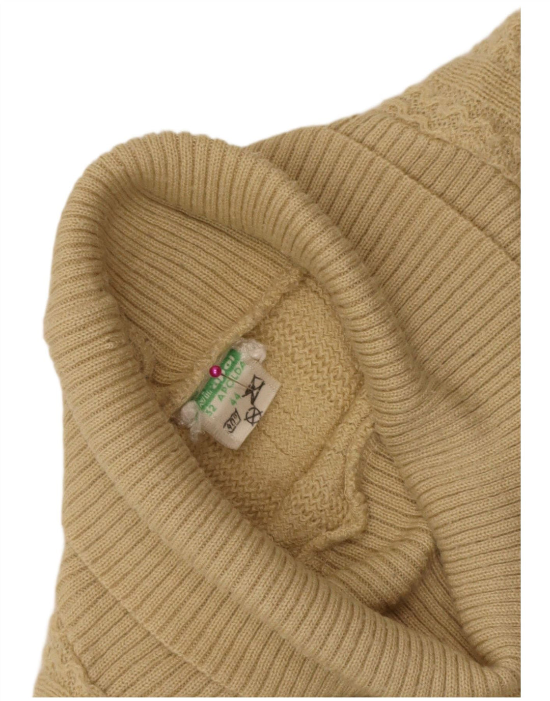 Vintage Womens Roll Neck Jumper Sweater IT 44 Medium Beige