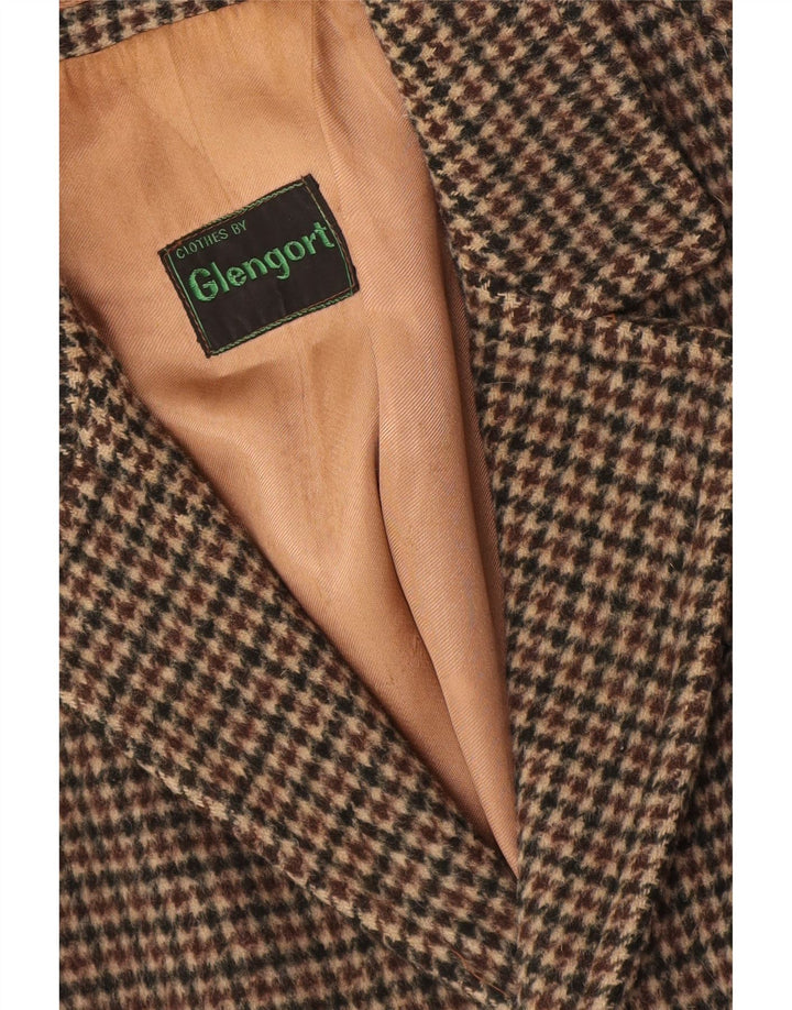 Vintage overfrakke til mænd UK 36 Small Brown Houndstooth