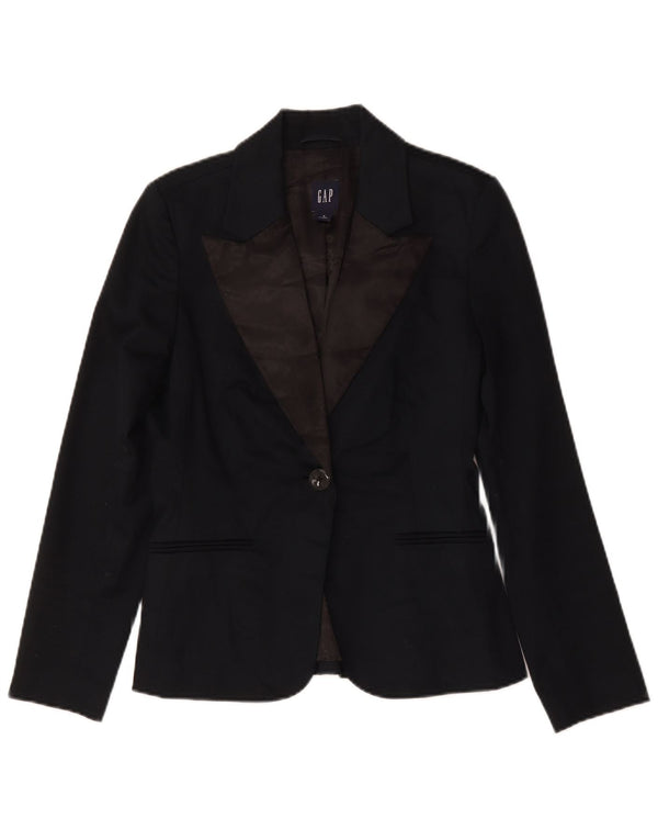 Gap Womens 1 Button Blazer Jacket US 6 Medium Navy Blue Cotton