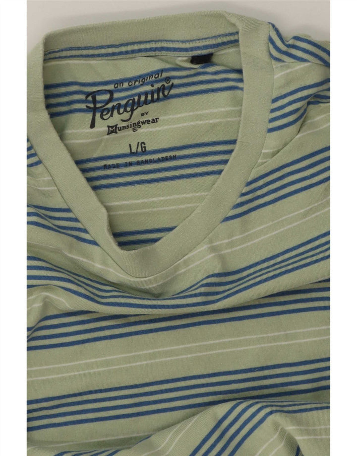 Penguin T-shirt da uomo Top grande a righe verdi