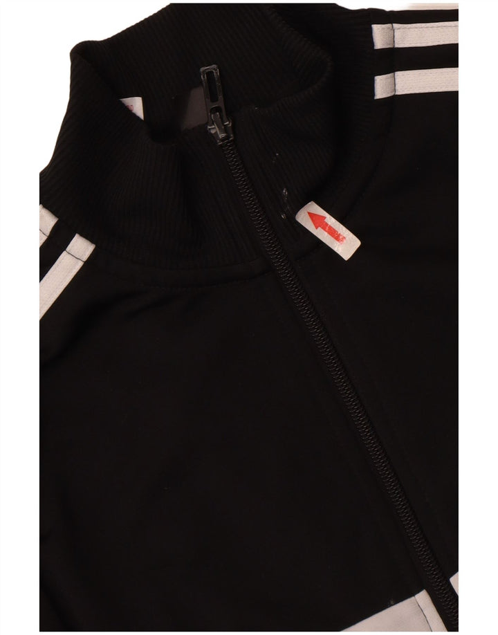 Adidas Boys Tracksuit Top Jacket 13-14 Years Black Colourblock Polyester
