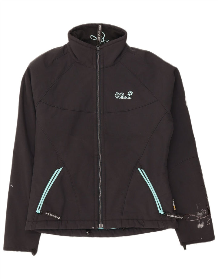 JACK WOLFSKIN Womens Graphic Windbreaker Jacket UK 10 Small Grey Polyester