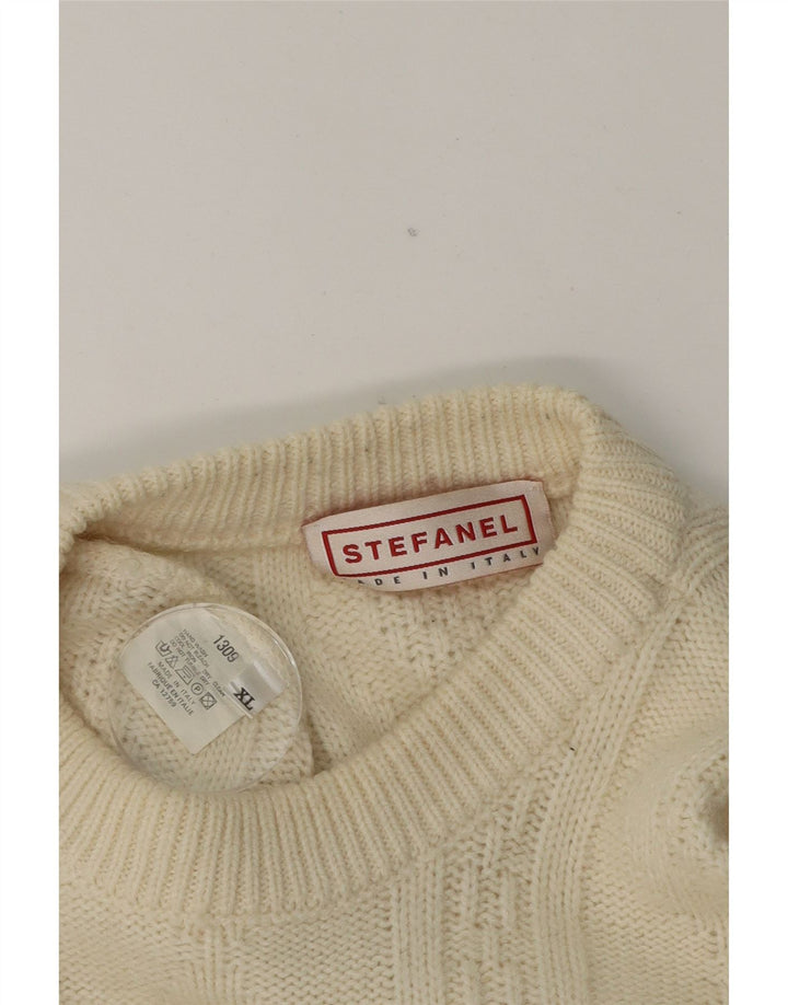 STEFANEL Mens Crew Neck Jumper Sweater XL Beige Wool Vintage Stefanel and Second-Hand Stefanel from Messina Hembry 
