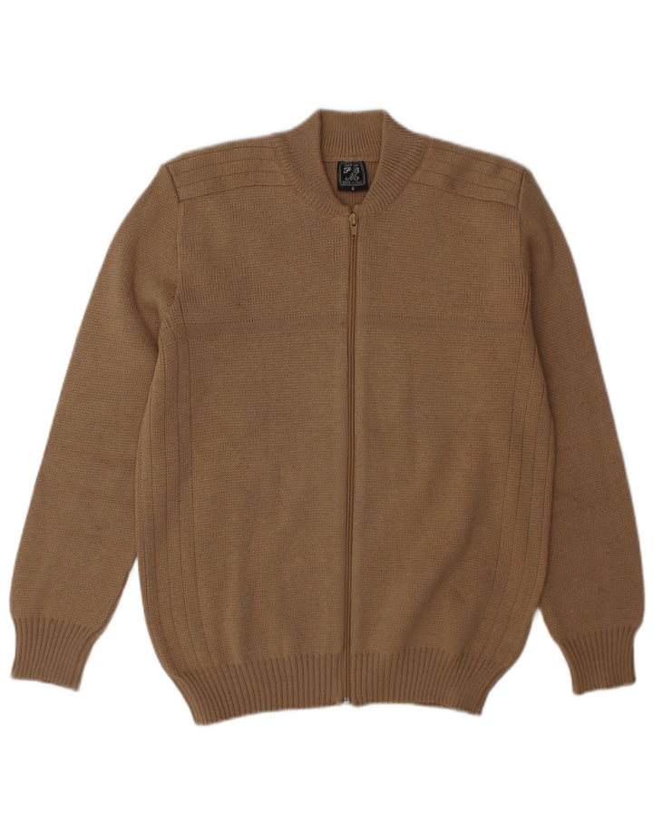 Vintage hombres Cardigan suéter medio beige