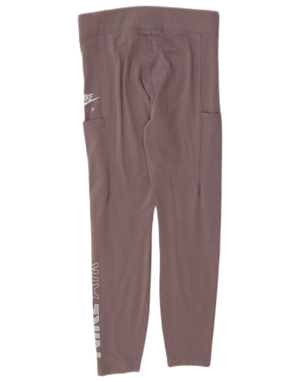 Nike Womens Graphic Leggings UK 12 Medium Grey Cotton