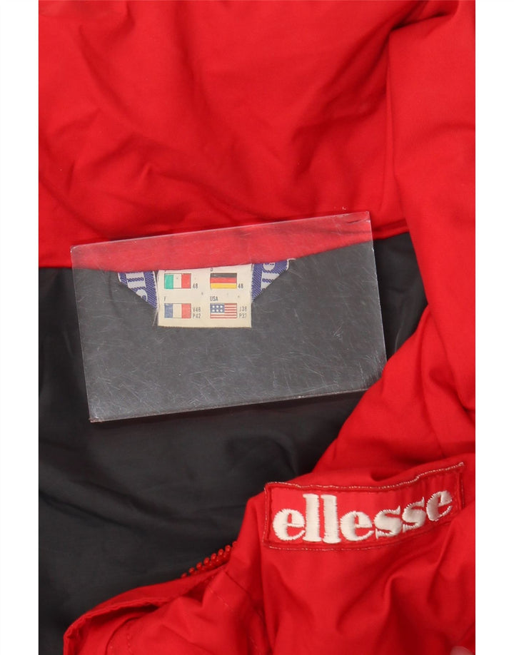 Ellesse Mens Hooded Windbreaker Jacket IT 48 Medium Red Colourblock Nylon