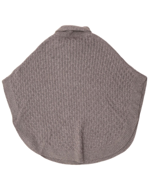 Massimo Dutti Womens Shawl Neck Poncho Jumper UK 14 Medium Grey Wool