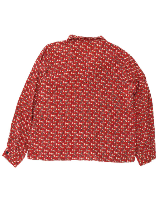 Ball On Blusa camisera con estampado abstracto para mujer EU 40 Seda roja mediana