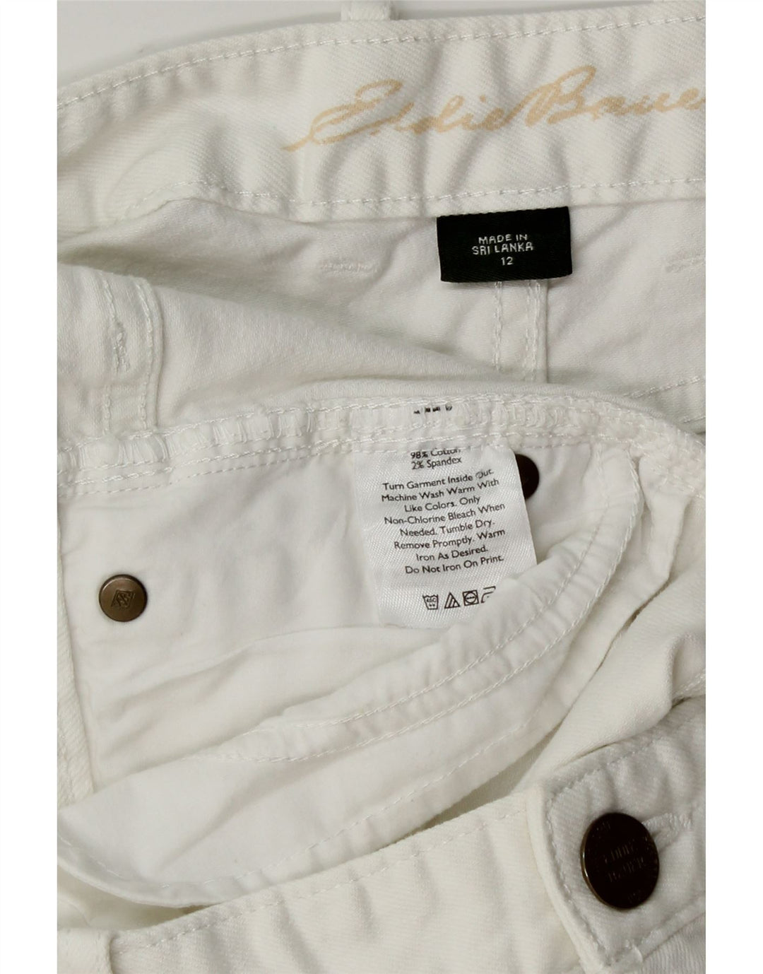 EDDIE BAUER Womens Denim Shorts US 12 Large W32 White Cotton Vintage Eddie Bauer and Second-Hand Eddie Bauer from Messina Hembry 