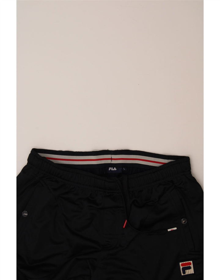 FILA Boys Tracksuit Trousers Joggers 15-16 Years Large  Black Polyester Vintage Fila and Second-Hand Fila from Messina Hembry 