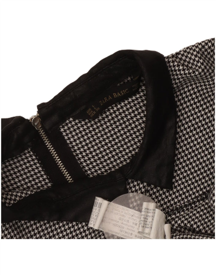 Zara Womens Shift Dress UK 14 Large Black Houndstooth Polyester