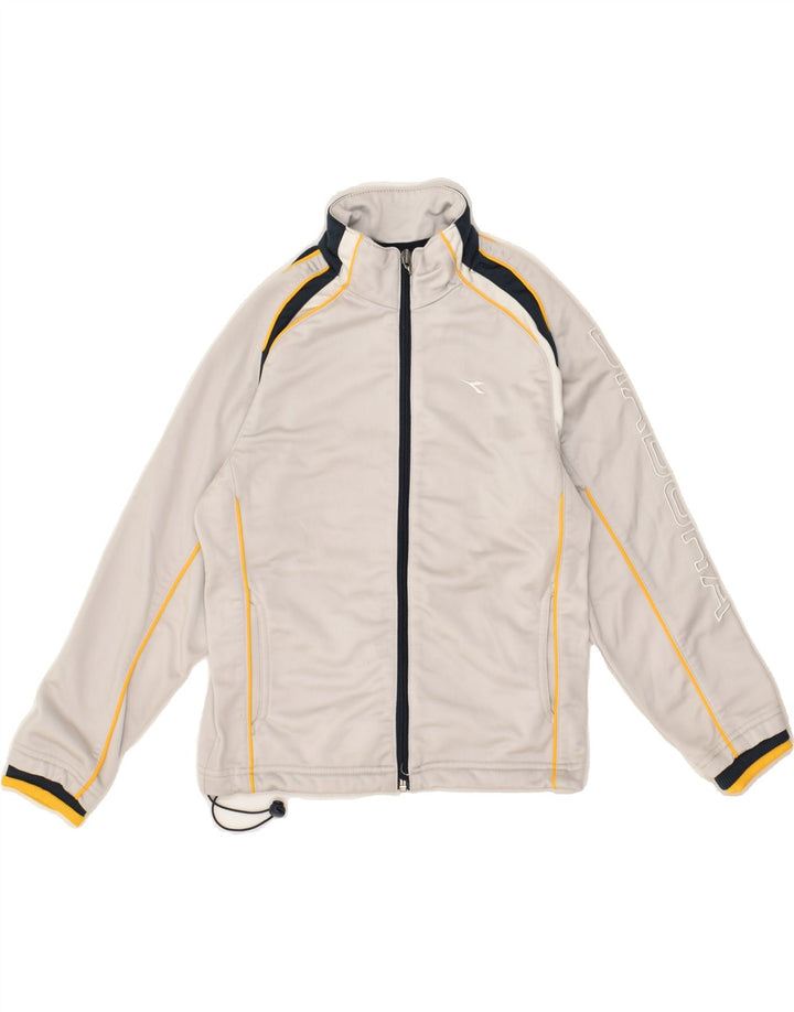 DIADORA Boys Tracksuit Top Jacket 6-7 Years Grey Colourblock Polyester | Vintage Diadora | Thrift | Second-Hand Diadora | Used Clothing | Messina Hembry 