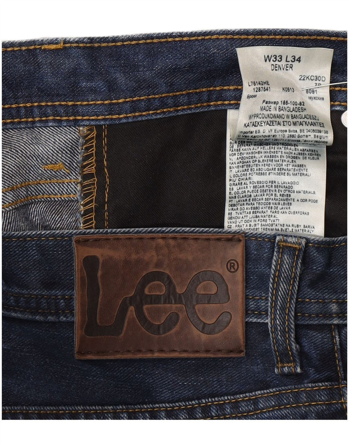 Lee Mens Denver Straight Jeans W33 L30 Blue Cotton