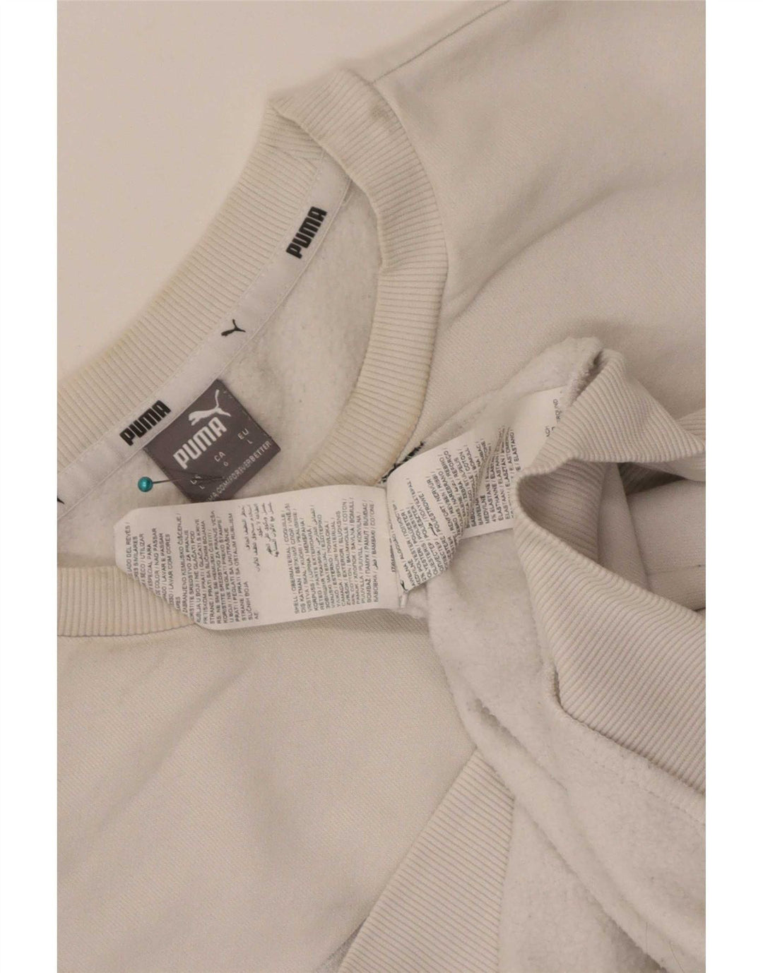 Puma Mens Graphic Sweatshirt Jumper Large White Cotton